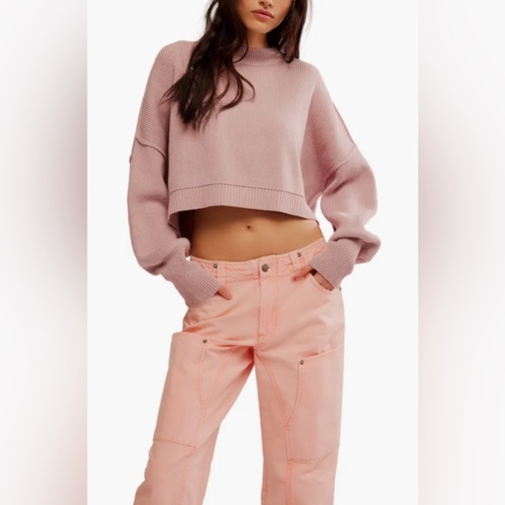 Free People Easy Street Crop Pullover in Lost Petal